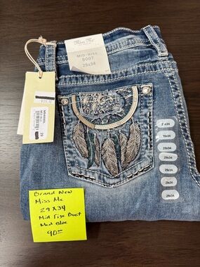 Miss Me Mid-Rise Denim Bootcut Jeans with Feather Embroidery